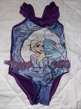 2T frozen Disney Girls Purple Frozen Character Swimsuit
